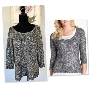 Eileen Fisher Shimmer Metallic Karma Scoop Neck Sweater
